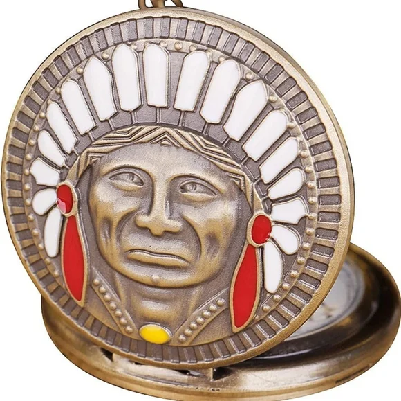 New Native American Indian Chief pocket watch - Picture 2 of 6